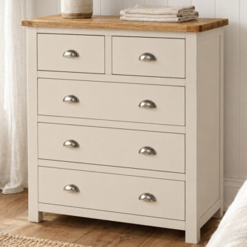 Tynedale Stone Grey Painted 2 Over 3 Chest of Drawers | Assembled