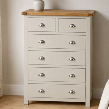 Tynedale Stone Grey Painted 2 Over 4 Chest of Drawers | Assembled