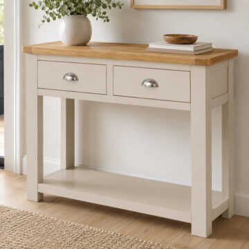 Portland Stone Grey Painted 2 Drawer Console Table
