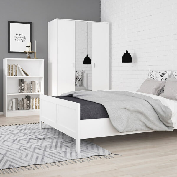 Essentials Medium Wide Painted Bookcase | Pearl White | Self Assembly