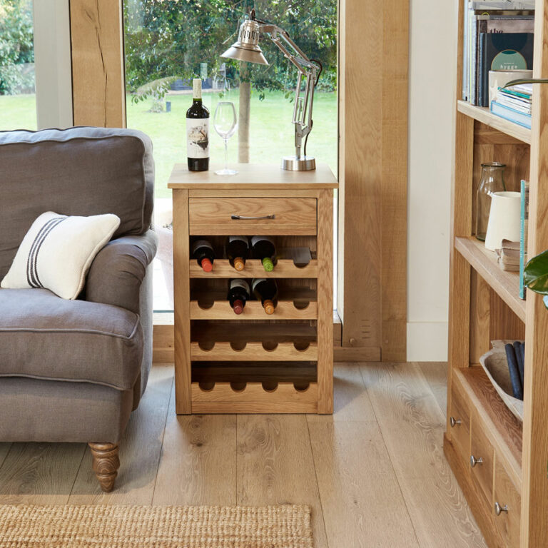 North Bay Oak Wine Rack Lamp Table Oak World