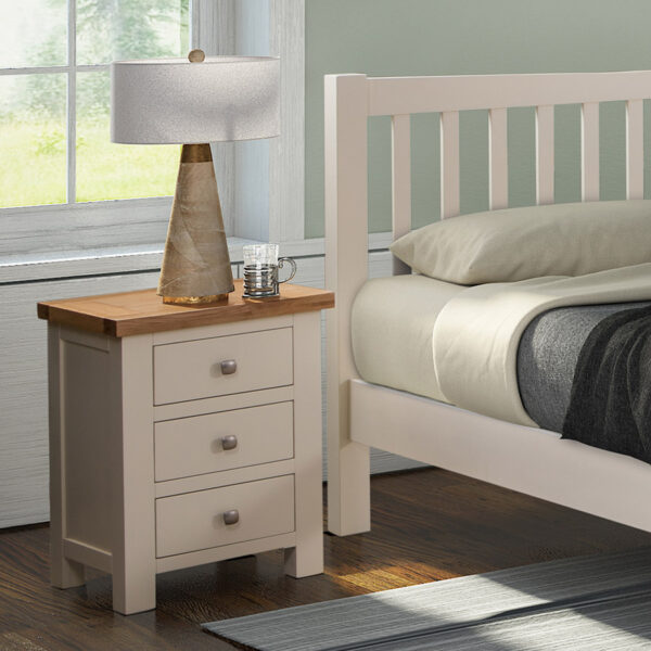 Wynyard Ivory 3 Drawer Bedside Table | Fully Assembled