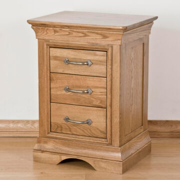 Parisian Oak 3 Drawer Bedside Cabinet | Assembled