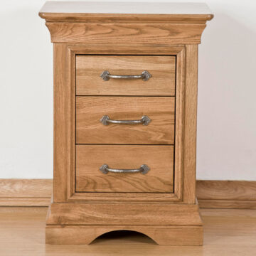 Parisian Oak 3 Drawer Bedside Cabinet | Assembled