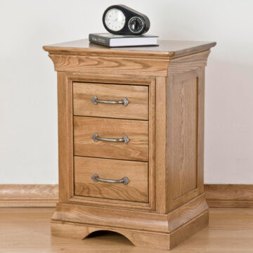 Parisian Oak Bedside Cabinet With 3 Drawers | Assembled