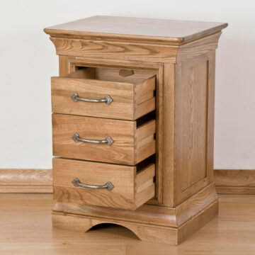 Parisian Oak 3 Drawer Bedside Cabinet | Assembled