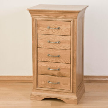 Parisian Oak 5 Drawer Wellington Chest | Assembled