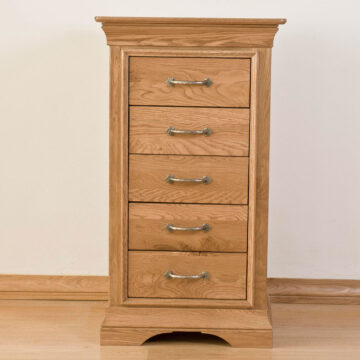 Parisian Oak 5 Drawer Wellington Chest | Assembled
