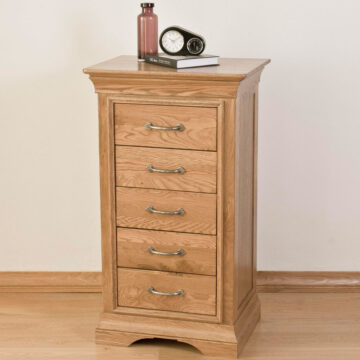 Parisian Oak 5 Drawer Wellington Chest | Assembled