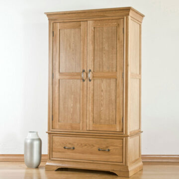 Parisian Oak Double Wardrobe 2 Door 1 Drawer
