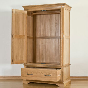 Parisian Oak Double Wardrobe with Drawer
