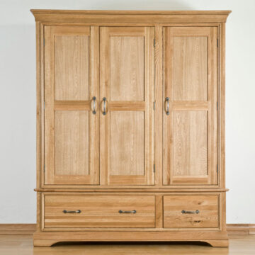 Parisian Oak Triple Wardrobe With Drawers
