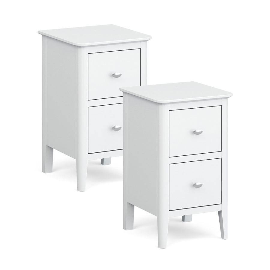 Hampstead Narrow White Bedside Table Fully Assembled Free Delivery