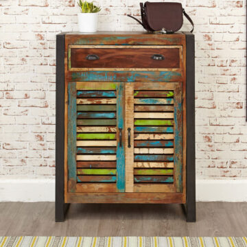 Kochi Reclaimed Timber Shoe Storage Cupboard | Assembled