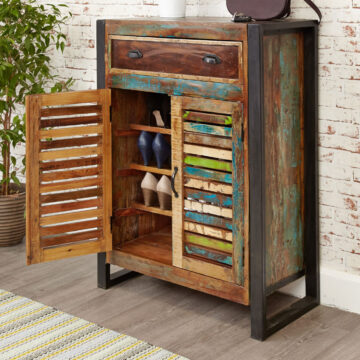 Kochi Reclaimed Timber Shoe Storage Cupboard | Assembled