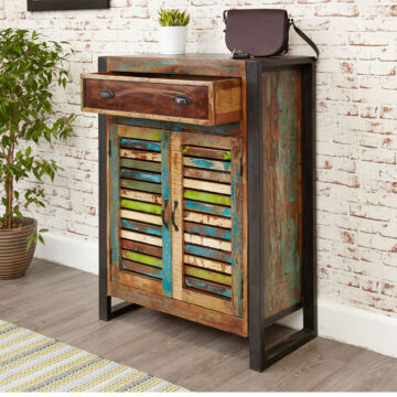 Kochi Reclaimed Timber Shoe Storage Cupboard | Assembled