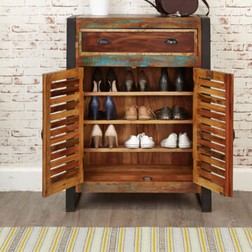 Kochi Reclaimed Timber Shoe Storage Cupboard | Assembled