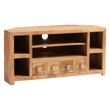 Malda Light Mango Corner TV Unit | Assembled