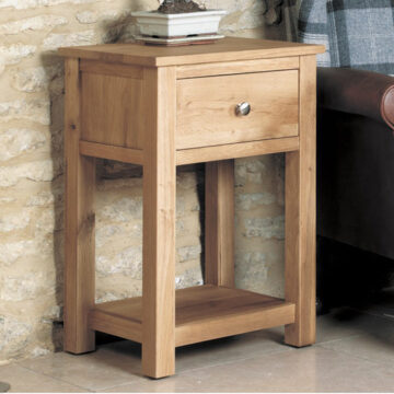 North Bay Oak 1 Drawer Lamp / Bedside Table | Assembled