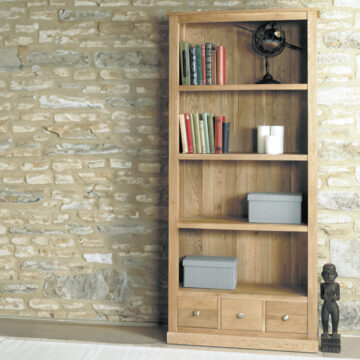 North Bay Oak Large 3 Drawer Bookcase 5ft 9 | Assembled