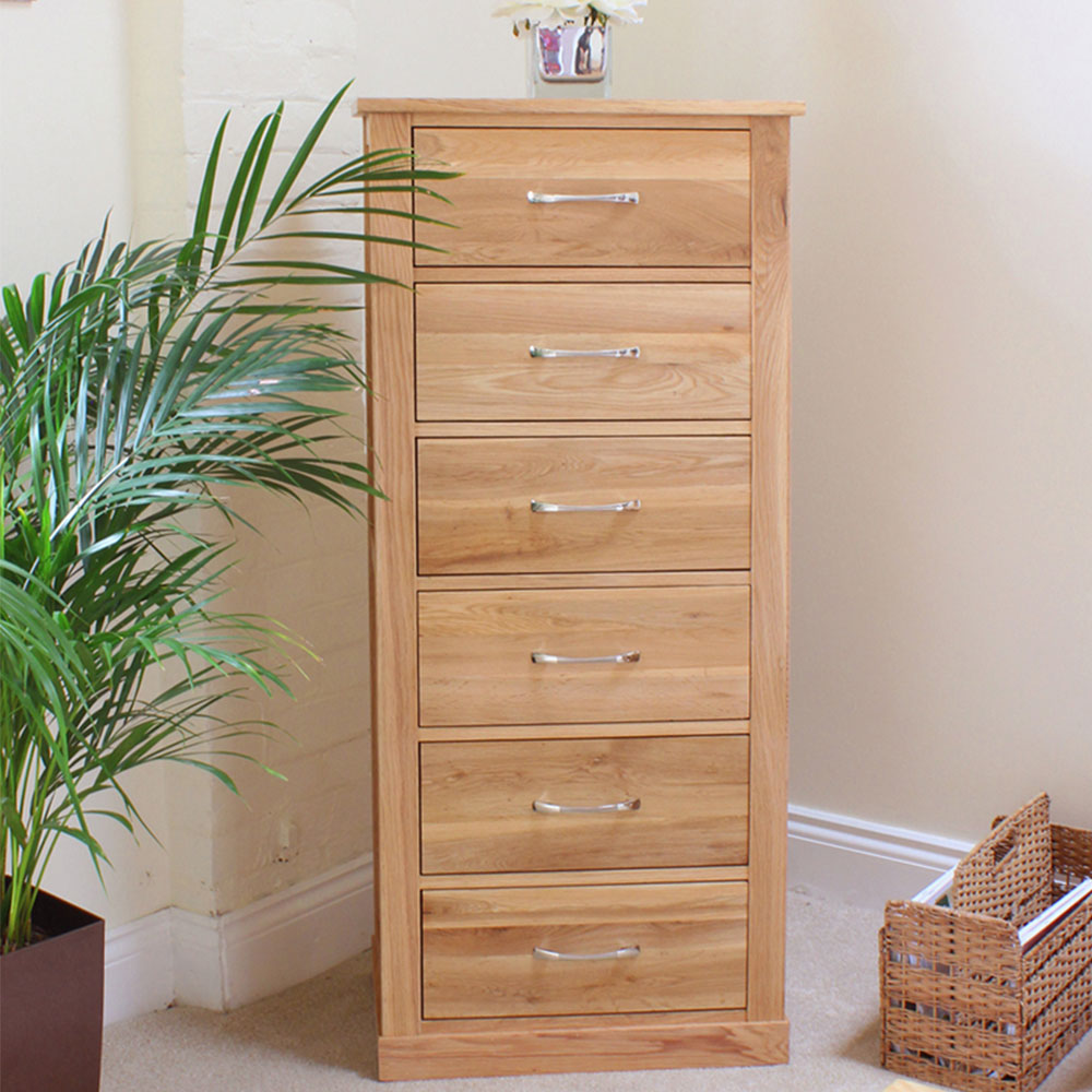 North Bay Oak Tallboy Chest of 6 Drawers