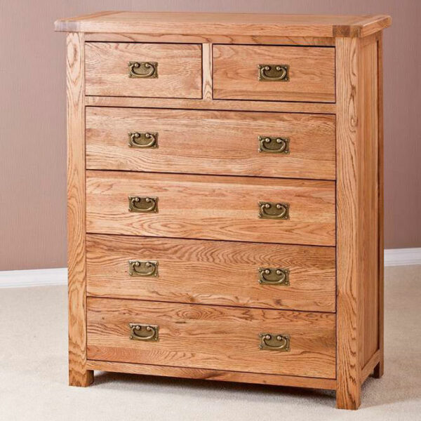 Nottingham Rustic Oak 4 + 2 Chest of Drawers | Fully Assembled