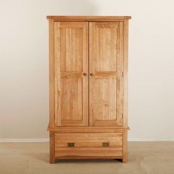 Nottingham Rustic Oak Double Wardrobe 1 Drawer