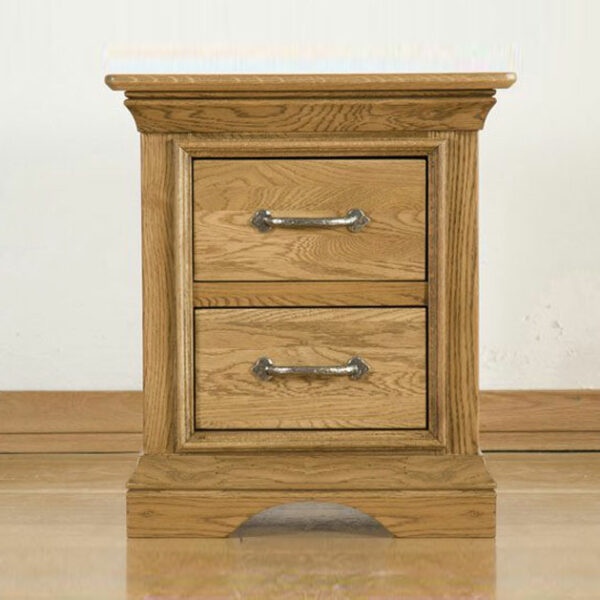 Parisian Oak Bedside Table With 2 Drawers | Fully Assembled