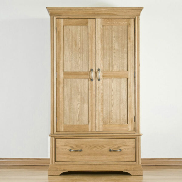 Parisian Oak Double Wardrobe 2 Door 1 Drawer
