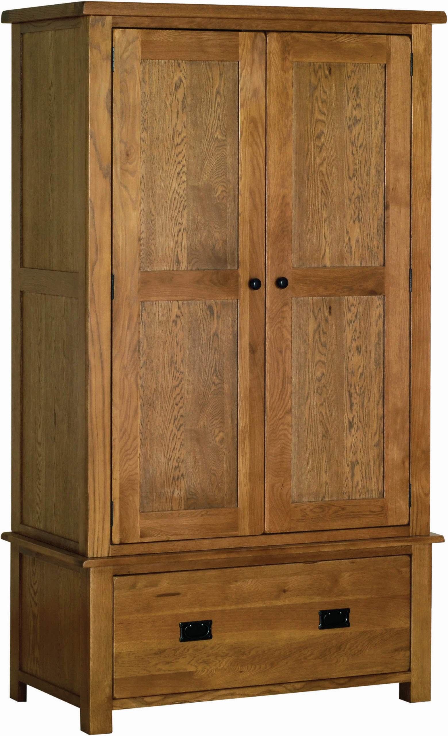 Devonshire Rustic Oak Gents Wardrobe with Drawer Oak World