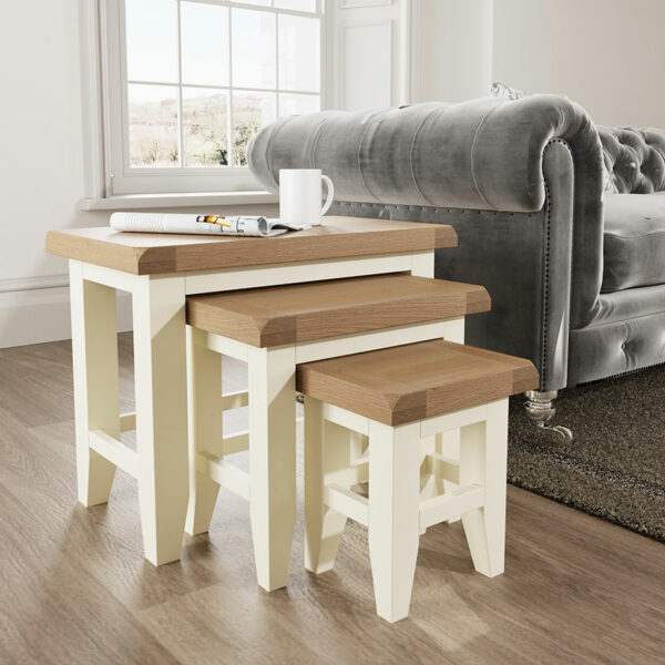 Oak Nest of Tables Hardwood & Painted Nest of Tables Oak World