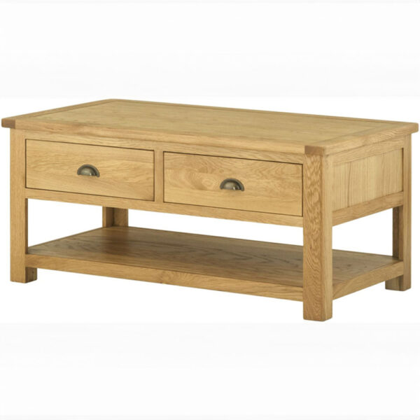 Tynedale Oak Coffee Table with Drawers | Wax Finish