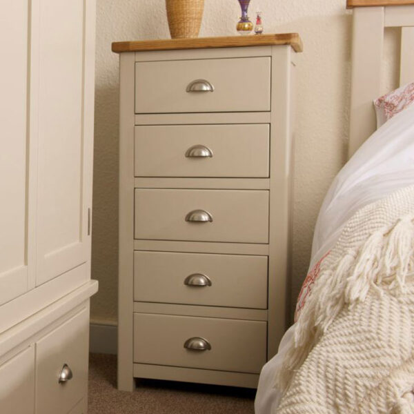 Tynedale Stone Grey Painted 5 Drawer Wellington | Fully Assembled