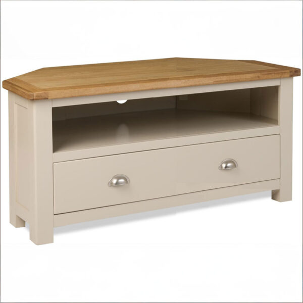 Tynedale Stone Grey Painted Corner TV Unit | Fully Assembled