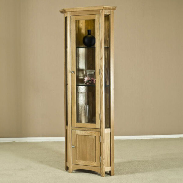 Wellington Oak Corner Glass Display Cabinet