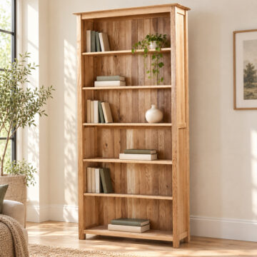 Devon Oak Tall 6 Shelf Bookcase | Assembled