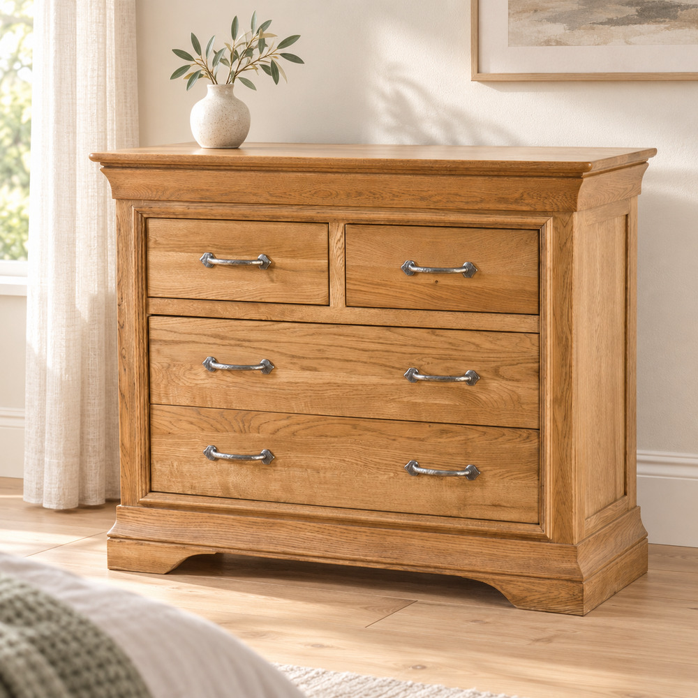 Parisian Oak 2 over 2 Chest of Drawers | Assembled