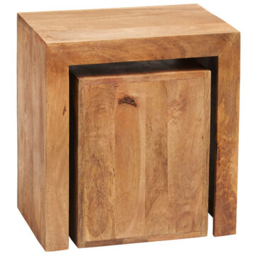 Malda Light Mango Cubed Nest of Tables