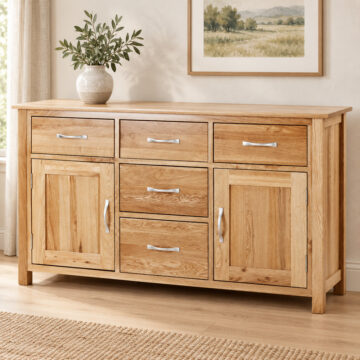Devon Oak 2 Door 5 Drawer Large Sideboard | Assembled
