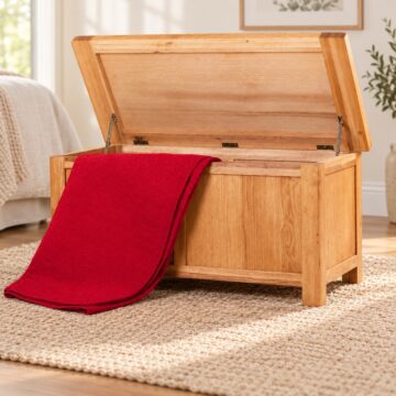 Nottingham Rustic Oak Large Blanket Box | Assembled