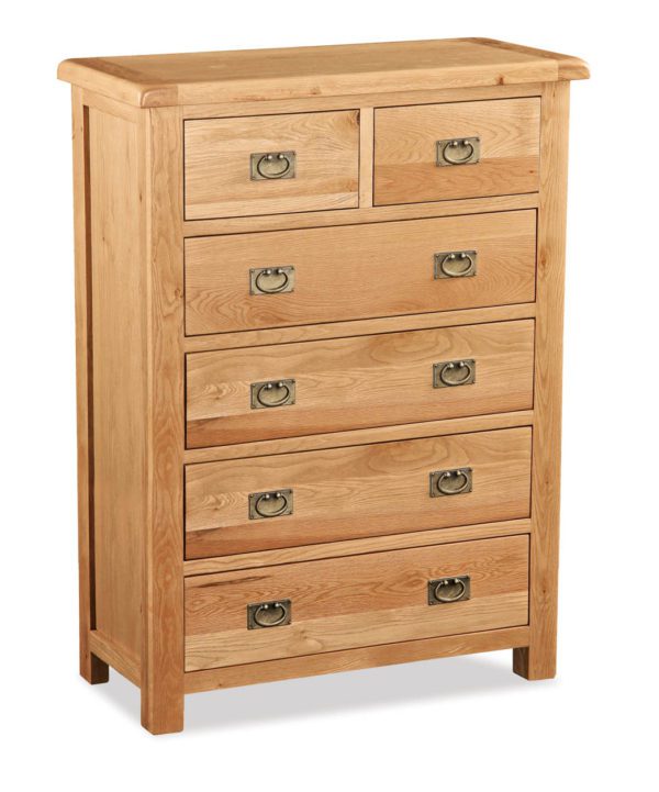 Salisbury Rustic Oak 2 Over 4 Chest | Wax Finish | Fully Assembled