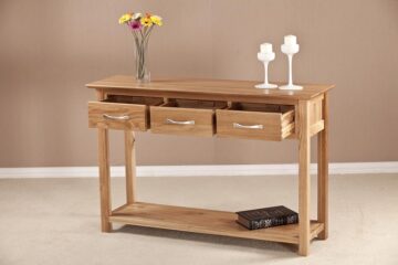 Devon Oak 3 Drawer Console Table | Assembled