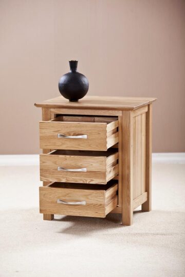 Devon Oak 3 Drawer Bedside Cabinet | Assembled