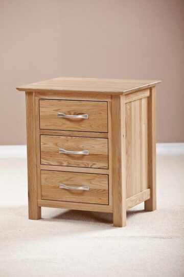 Devon Oak 3 Drawer Bedside Cabinet | Assembled