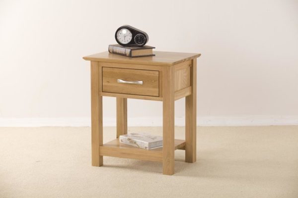 Devon Oak Bedside Cabinet / Lamp Table With Drawer
