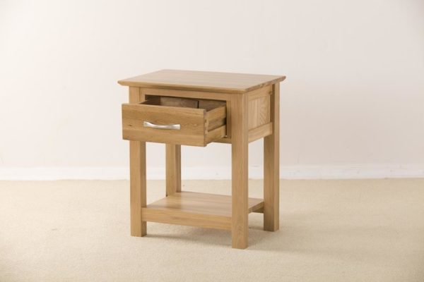 Devon Oak Bedside Cabinet / Lamp Table With Drawer