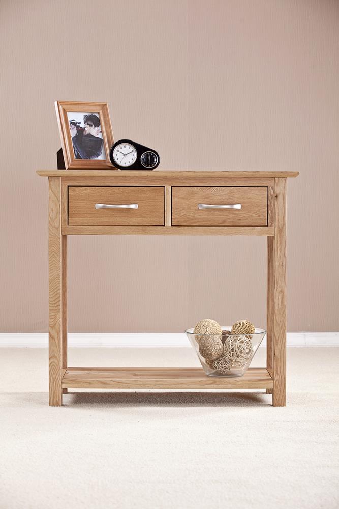 Devon Oak Console Table With Drawers Shelf Oak World