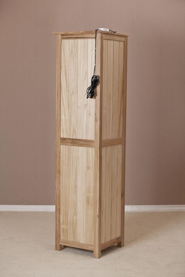 Devon Oak Corner Glass Display Cabinet With Light