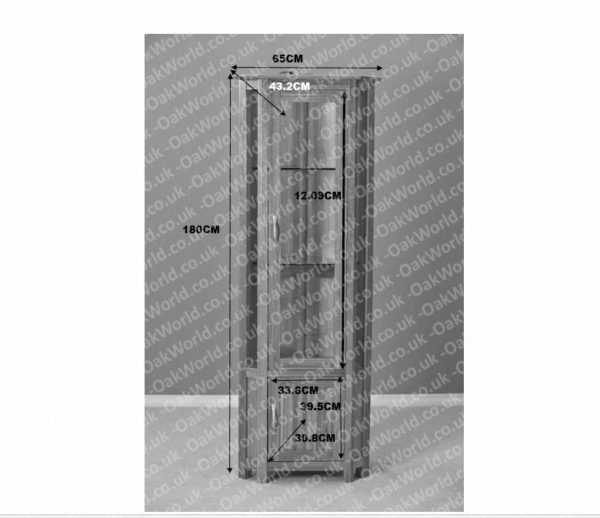 Devon Oak Corner Glass Display Cabinet With Light