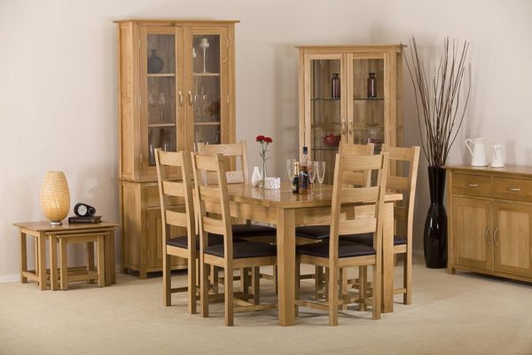 Devon Oak Corner Glass Display Cabinet With Light